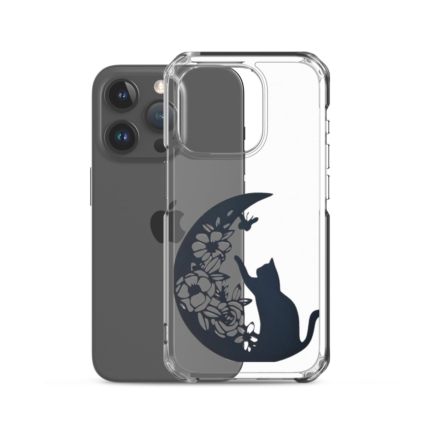 Clear Case for iPhone - Cat on Floral Moon